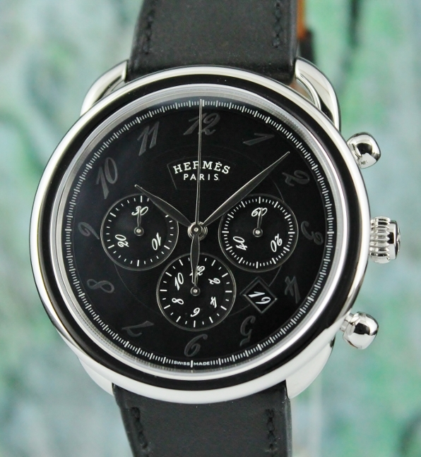 Unworn New Hermes Paris Arceau Chronograph Automatic Watch / AR4.910 - Click Image to Close